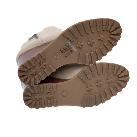 MICHAEL MICHAEL KORS Womens 7 M Beige Evelyn Round Toe Wedge Leather Booties - Picture 15 of 15